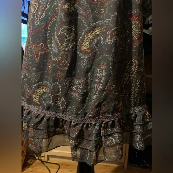 Rare vintage Dunnes Elegant Paisley neck bow dainty 70s style feminine dress 10 - Picture 5 of 11